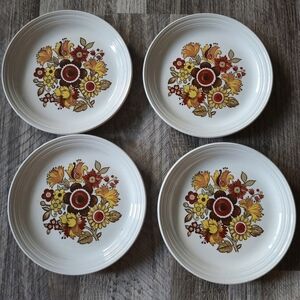 Myott Festival Dessert Plates‎ Set of 4 Vintage MCM Floral Ironstone England